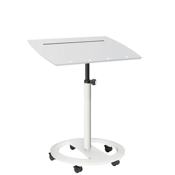 officeplus Sitz-Stehpult rolls drive R3-D6-17 Gestell Weiss Platte lichtgrau bei Büro-GOERTZ in Darmstadt